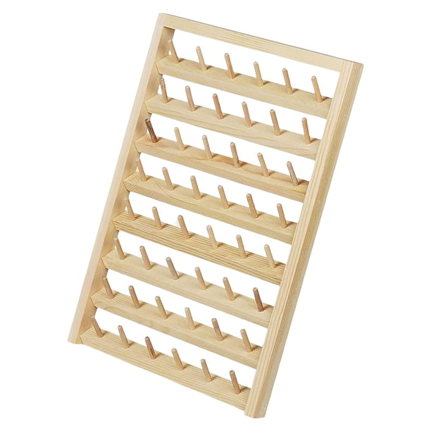 Portahilos de Madera Organizador de Bobinas para Costura con Estructura de Pino Resistente Compatible con Instalación en Pared O Escritorio Adecuado