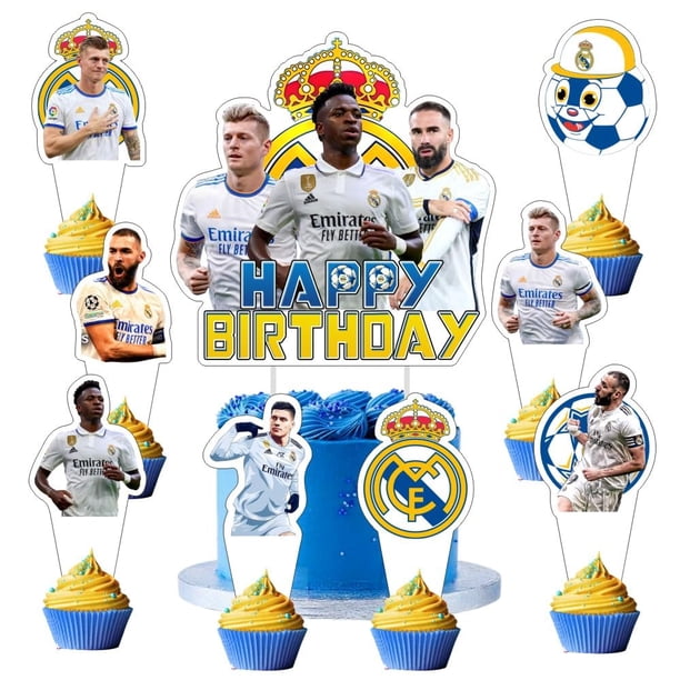 Set de decoración de tartas con diseño de fútbol madrileño, 25 unidades, con adorno para tartas