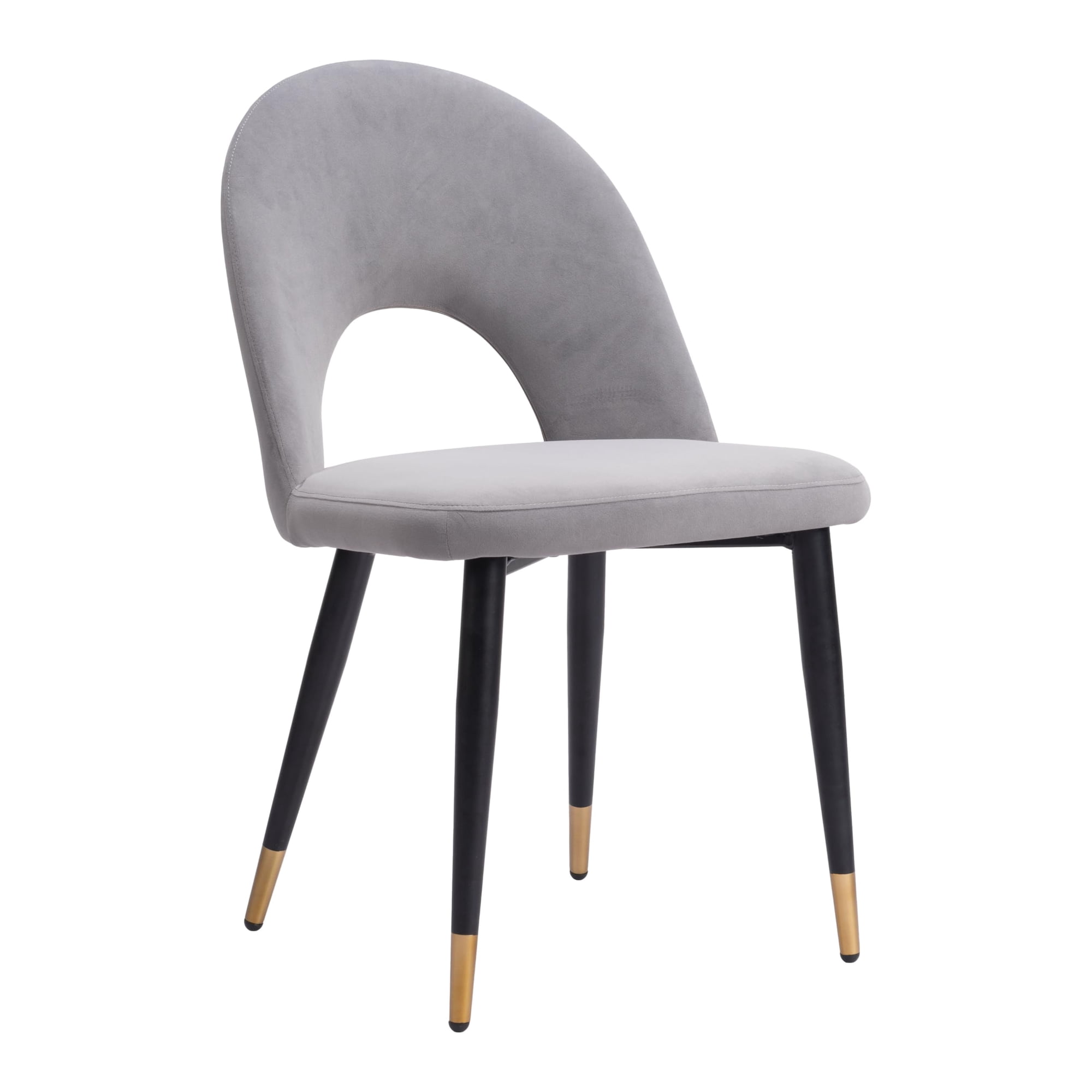 Zuo Modern - Silla De Comedor Zuo Menlo De Tela De Terciopelo Gris Con Pata De Acero