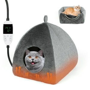 Cama Para Gatos Con Calefacción, Temporizador De Temperatura Ajustable Cave Rypet