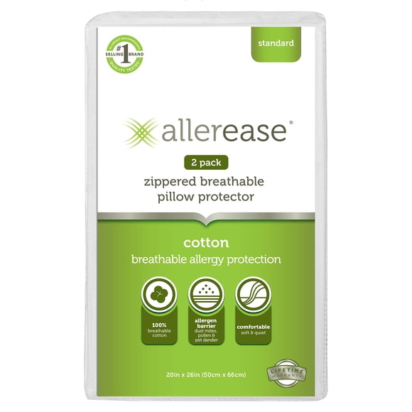 Protector de almohada AllerEase, 100% algodón transpirable, estándar