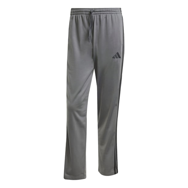 Pantalones deportivos adidas de tricot con dobladillo abierto de 3 rayas para hombre, color gris