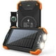 thumbnail image 2 of Banco de energía solar, cargador portátil Qi 10,000mAh Batería externa Tipo C Puerto de entrada Linterna dual, brújula, carga del panel solar (naranja), 2 of 3