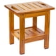 thumbnail image 1 of Taburete de ducha Utoplike de teca compacto con estante y asa, 1 of 8