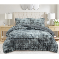 Tecnocasa - Cobertor Peludo De Felpa Con Chiporro 2 Plazas Gris Jaspeado