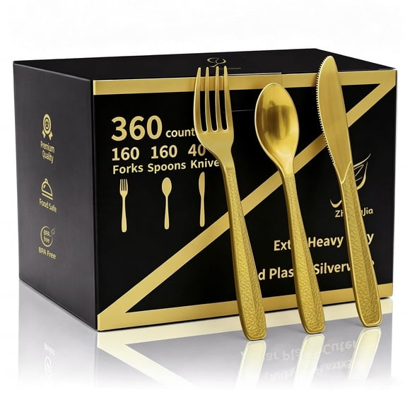 Juego de 360 piezas de cubiertos desechables dorados ZhuangJia