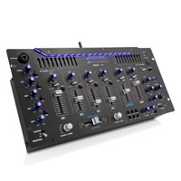 Pyle Mezclador De 6 Canales Controlador Dj Con Bluetooth, Sistema De Mezcla Digital De Sonido Profesional Con Iluminación Led, Controles Deslizantes, Control De Velocidad, Ecualizador De 10 Bandas, Si