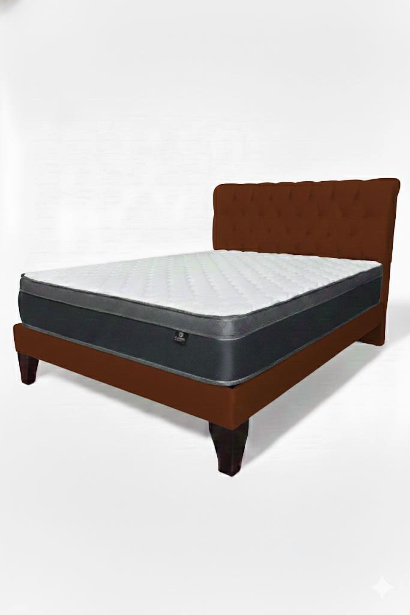Vitelio - Cama King Plazas (Color) Europea Incluye Base+Respaldo+Colchon