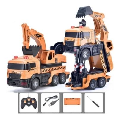 Auto A Control Remoto Transformer Robot Excavadora Camion