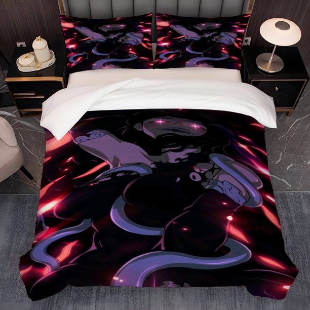 3pcs Mysterious Black Long Hair Cleric of Decay Pattern K-Style Ins-Inspired Themed Three-Piece Set Soft and Comfortable Bedding Set
