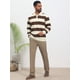thumbnail image 2 of Camisa Polo de Rayas para Hombre INSPIRE CHIC Manga Larga Casual Contraste Golf M Marrón, 2 of 6