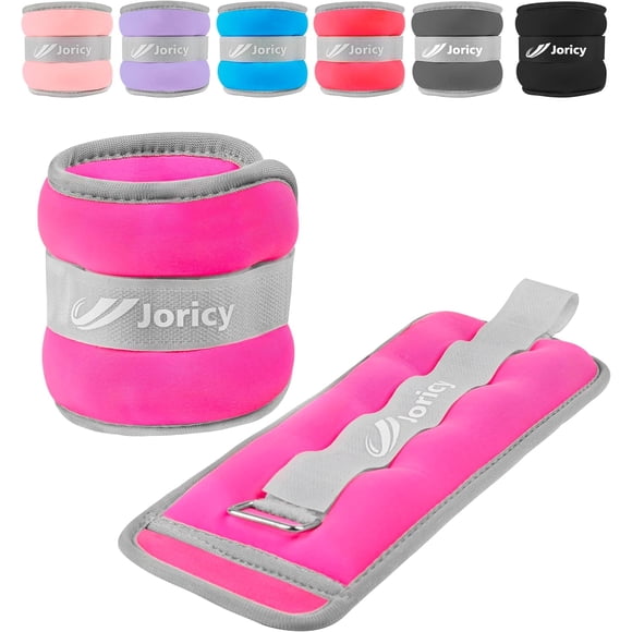 Pesas de tobillo JORICY de 2 kg (1 kg cada una) para mujeres, hombres y niños, color rojo rosa