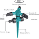 thumbnail image 2 of Aspersor automático de césped con 3 brazos y rotación de 360 ​​grados, 2 of 4