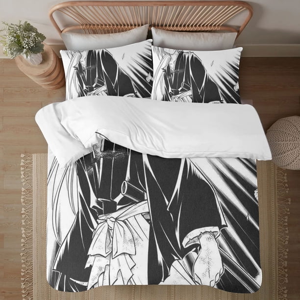 Rurouni Kenshin Soft 3D Printed Duvet Cover Bedding Set with Comforter Cover 3 Piece Set