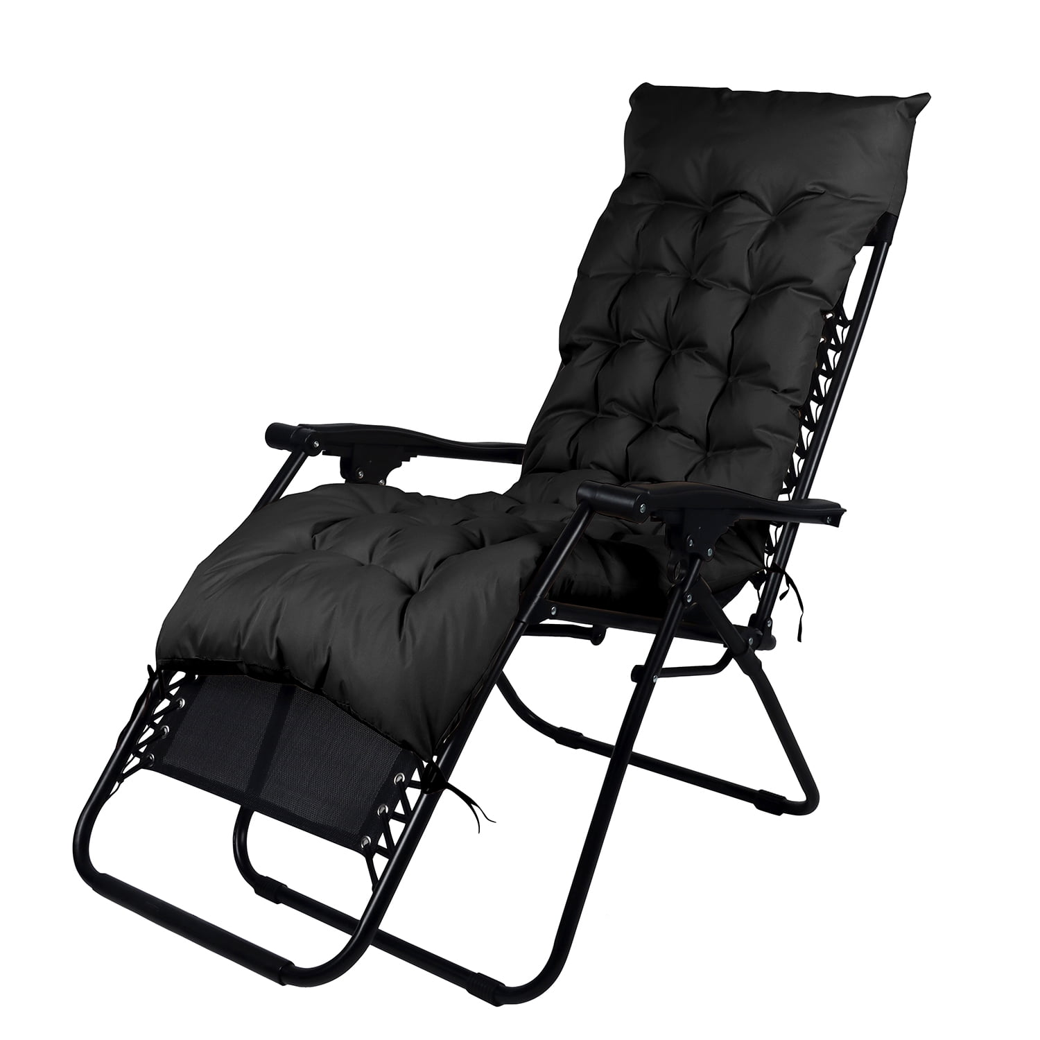 Novahus - Reposera Plegable Con Acolchado Negro