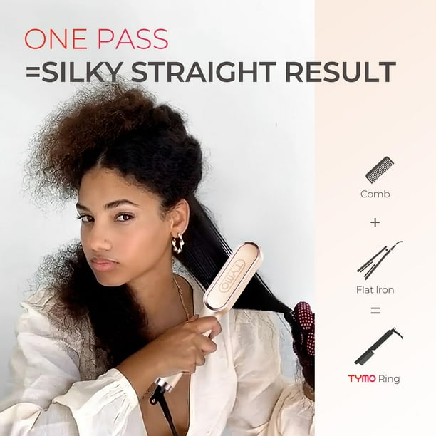 Cepillo alisador de pelo TYMO Ring con peine integrado, color melocotón