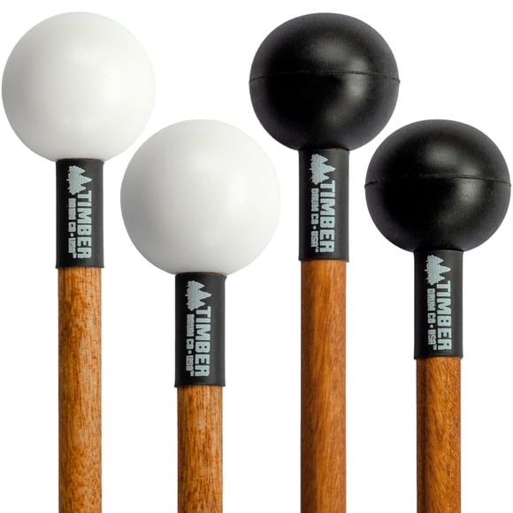 Paquete de mazos de percusión Timber Drum Co. Polietileno duro, caucho blando