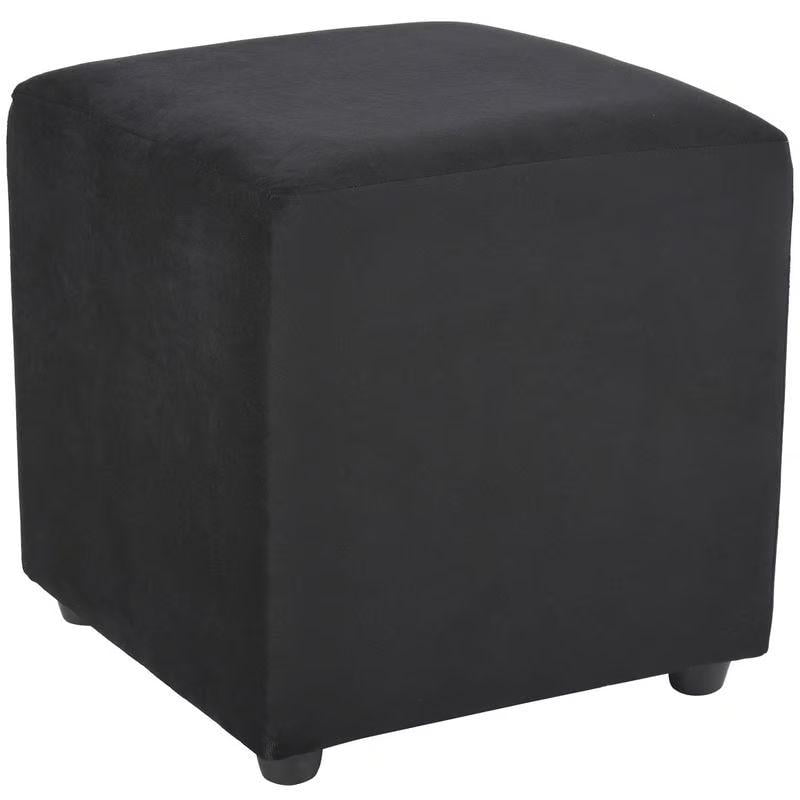 Vitelio - Puff Silla Negro Felpa 45x45x45
