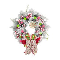 Magideal - Corona Navideña Para Puerta De Entrada Corona Navideña Con Pompones Corona Navideña Para Colgar En La Pared Decoración Navideña Para Ventana De Invier