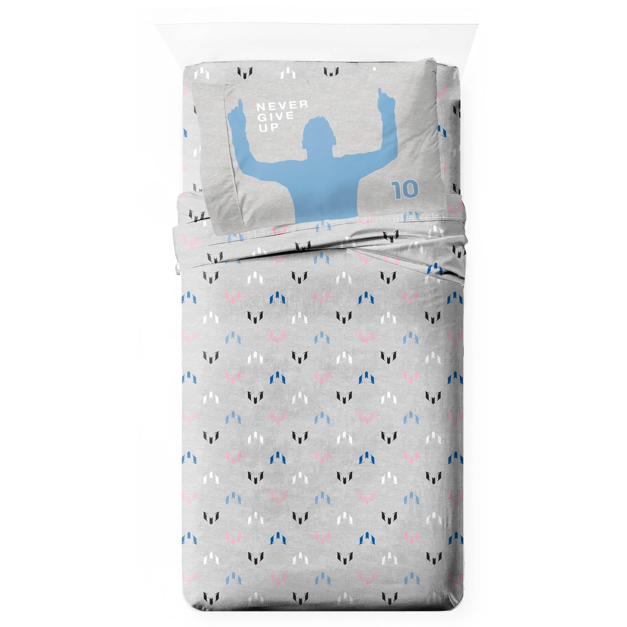 Juego De Sábanas Infantil Jay Franco Messi De 3 Piezas Para Cama Individual, Gris