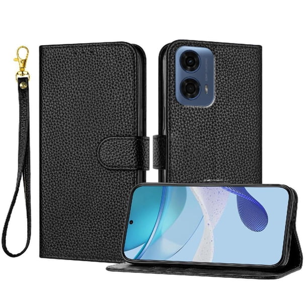 Funda Cartera para Motorola Moto G24 Power 4G Tarjetero Soporte Magnético y Correa Negro