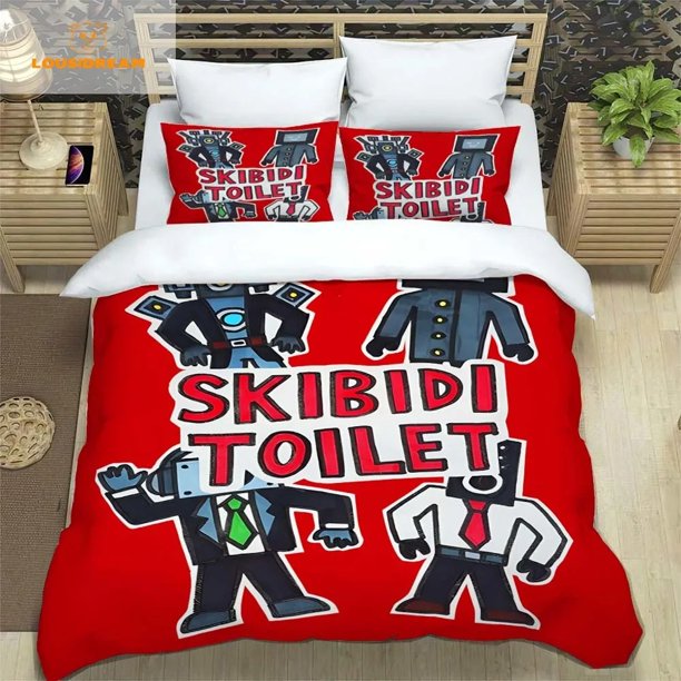 v2389 Bed Sheets Bedding set, Skibidi Toilet quilt cover Skin-friendly and breathable Home bedroom quilt set Decoration /pcs 3-Piece Bedding Set (1 Duvet Cover + 2 Pillow Shams) Bed Sheets ju2389