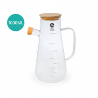 Baima - Jarra De Vidrio 1000Ml Con Tapa Bambú | Medidor Graduado