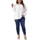 thumbnail image 4 of GRACIA Y GRANDEZA Disfraces de Halloween Blusa de Chifón con Lunares Suizos para Mujer Tallas Grandes Cuello Redondo Manga de Linterna con Detalles de Pompones 1X Blanco, 4 of 8