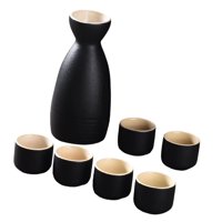 Magideal - Juego De Sake Japonés, Adorno Para Bebida, Decoración De Vasos, Recipiente Para Sake De Cerámica Tradicional, Juego De Tazas Para Gabinete, Armario De Negro