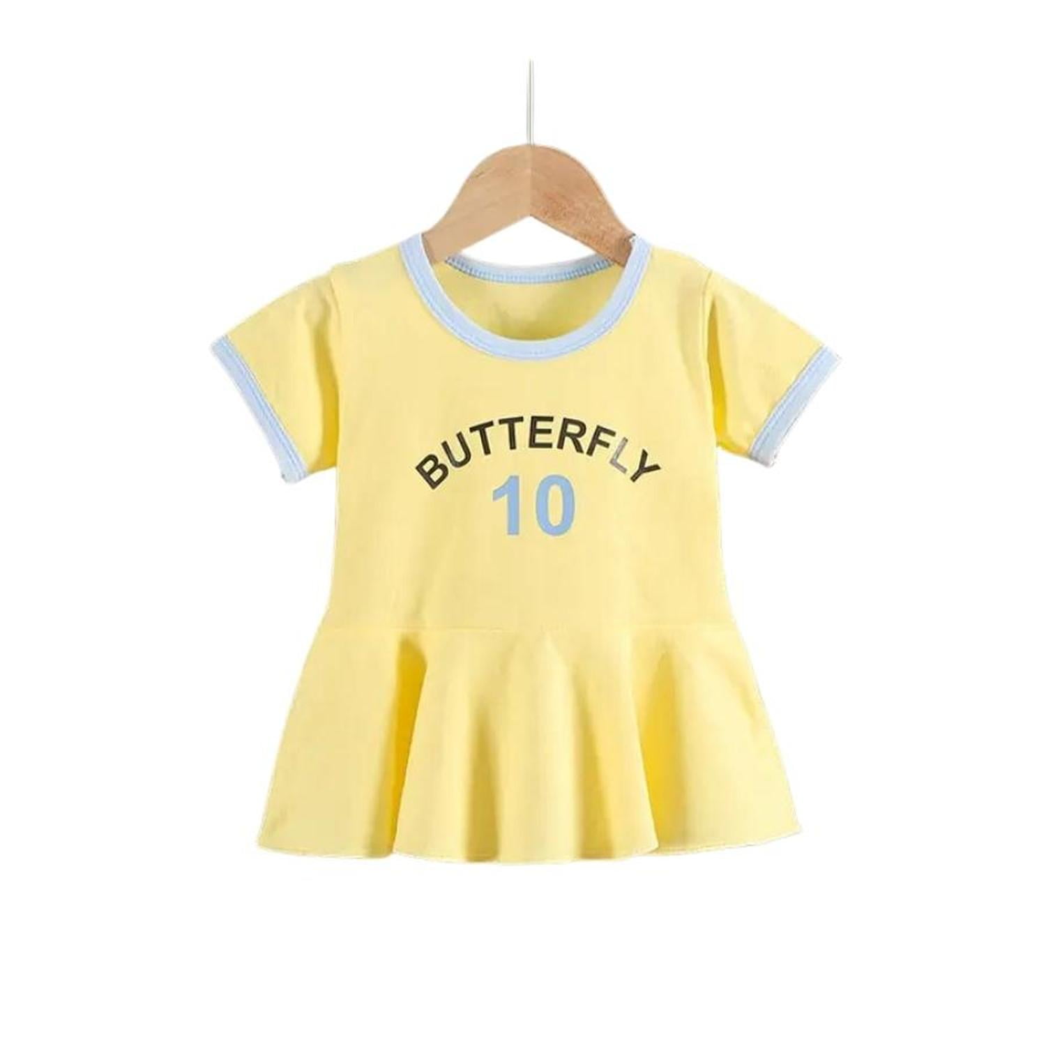 Kivara - Vestido Niña Algodon Verano Manga Corta Butterfly Amarillo Amarillo 1