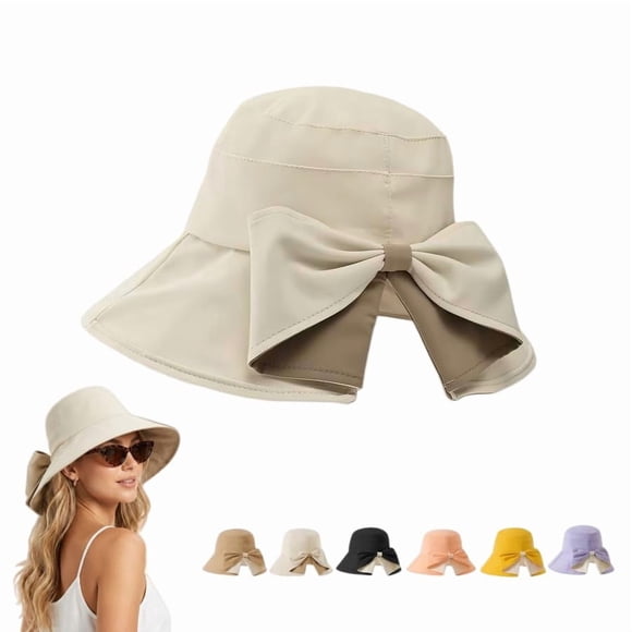 Sombrero GIRLDREN de ala ancha, lazo, plegable y protección UV