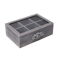 Fliperex - Caja De Te Porta Te Caja De Madera Para Te Gris 6 Divisiones
