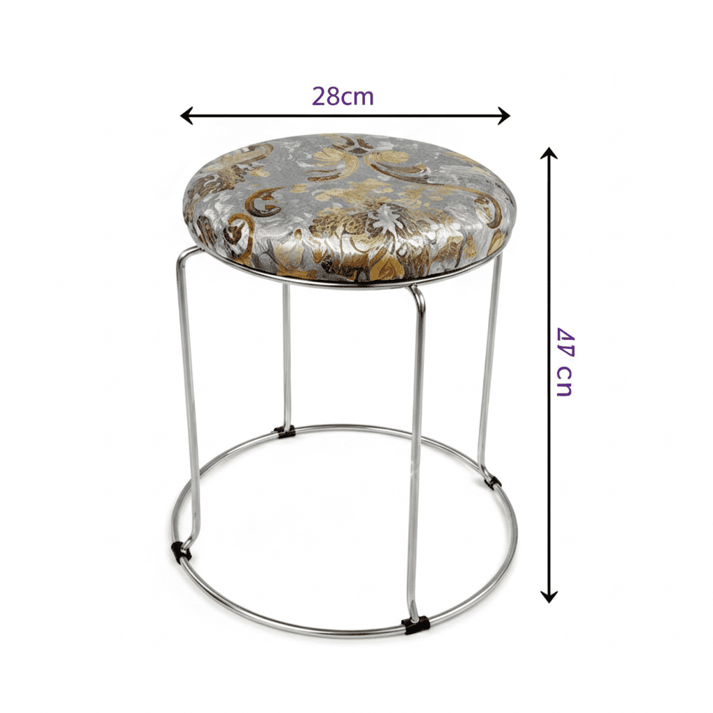 Genérico - Piso Taburete Circular Con Tapiz Artístico Y Estructura Cromada