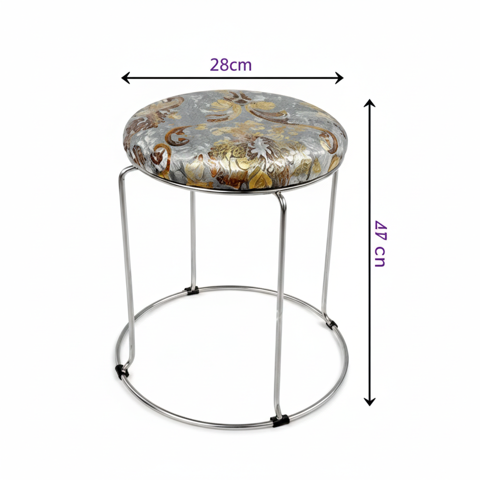 Genérico - Piso Taburete Circular Con Tapiz Artístico Y Estructura Cromada