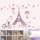 thumbnail image 1 of Calcomanías de pared románticas de la Torre Eiffel para niñas, pegatinas de vinilo con diseño de flores, mariposas, globos aerostáticos, para San Valentín, parejas, dormitorio, sala de estar, arte mur, 1 of 5