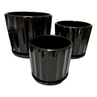 Genérico - Macetero Cerámica Black Lights Contemporáneo 3 Piezas Jhn