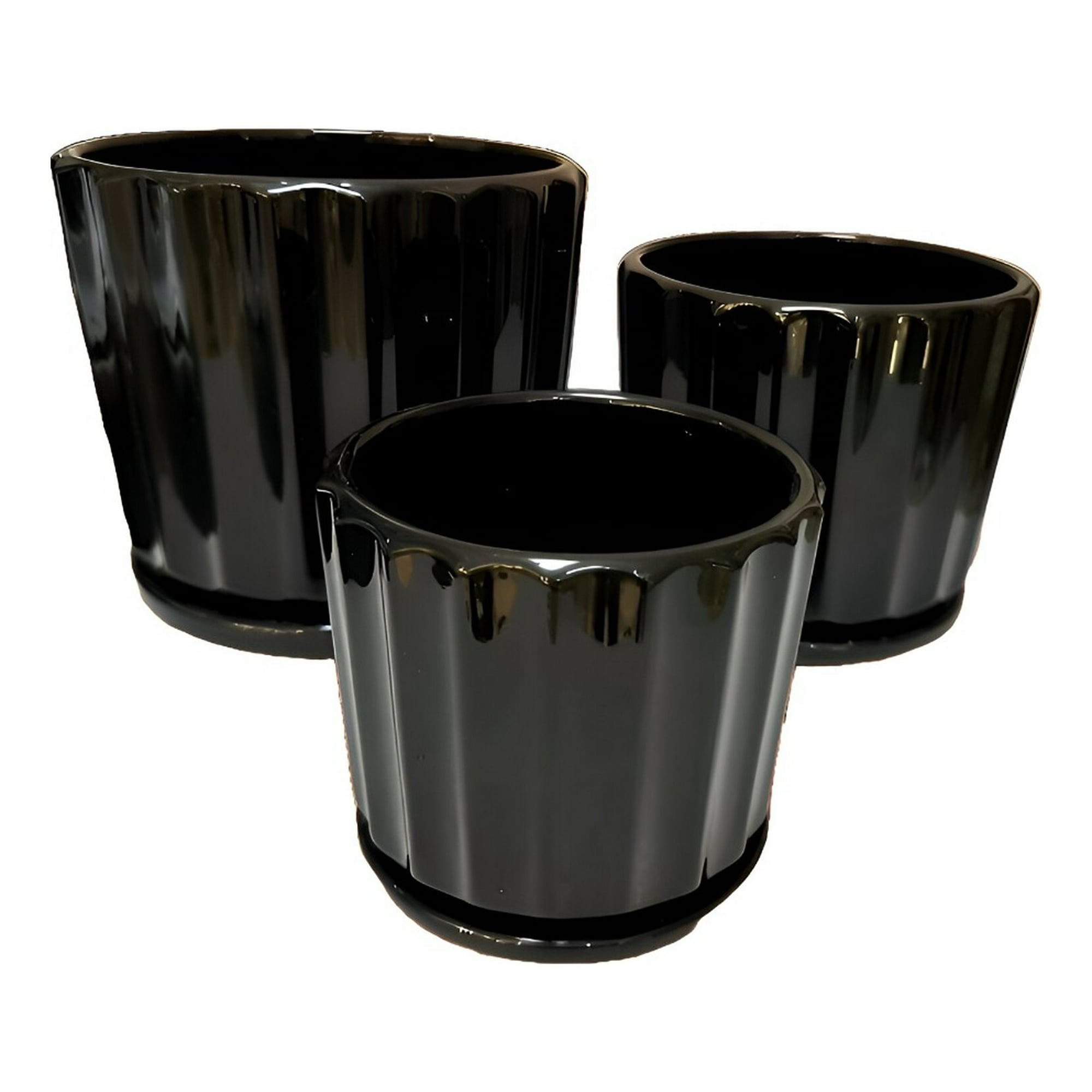 Genérico - Macetero Cerámica Black Lights Contemporáneo 3 Piezas Jhn