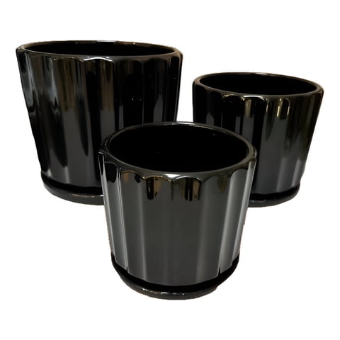 Genérico - Macetero Cerámica Black Lights Contemporáneo 3 Piezas Jhn