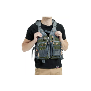 Genérico - Chaleco De Pesca Con Mochila Salvavidas Pescador Mosca, Gris