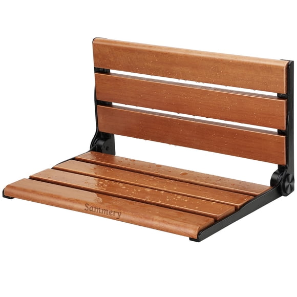 Asiento de Ducha Plegable de Teca Sammery de 18 Pulgadas para Montar en Pared