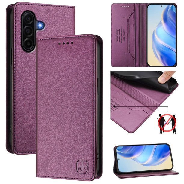 Funda Billetera con Soporte para Samsung Galaxy A56 5G Bloqueo RFID Plegable Violeta