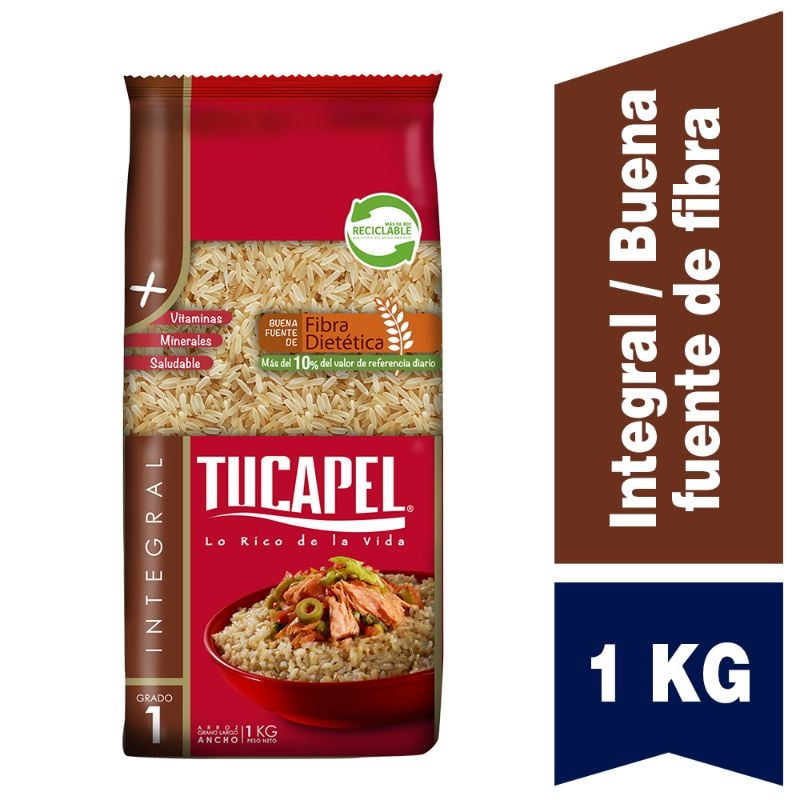 Arroz Integral Grado 1 Grano Largo Bolsa 1 kg Tucapel