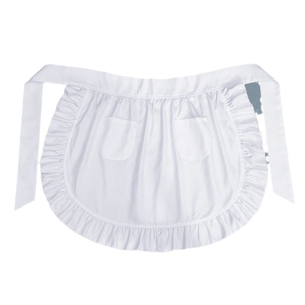 Xusx111 - 2 Paquete Deldelales Para Las Mujeres Con Bolsillos Cocina Camarera Cocina Delantal Falda Vintage Lindo Vestido De Ruffle Disfraz (blanco, Estilo De Cintura)