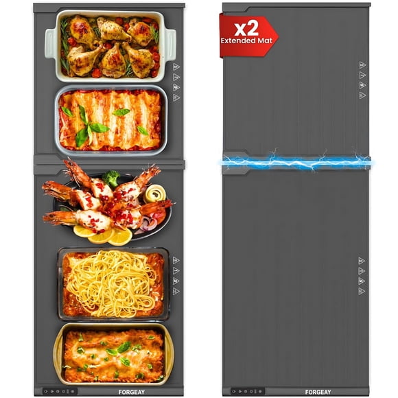 Alfombra para calentar alimentos Forge AY XXL para encimera, 42 x 16 cm, con juego de temperatura