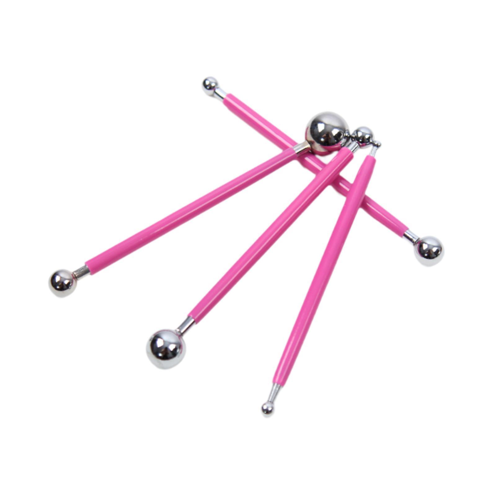 Magideal - 4 Herramientas De Punteado Con Bolígrafo, Herramienta De Doble Cabezal Para Decoración De Pasteles, Repujado De Cerámica, Palitos Para Pintar Piedras, Rojo