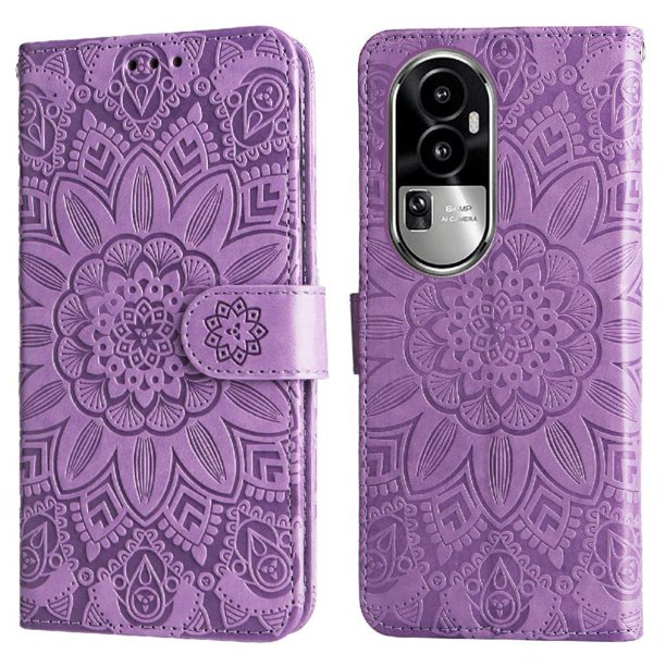 Funda tipo cartera FOXDOCK para OPPO Reno 10 5G , diseño girasol en relieve, cuero PU, cierre magnético, soporte y tarjetero