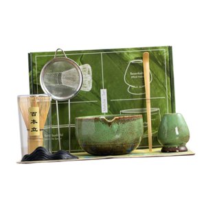 Magideal - Juego De Té De Matcha Juego De Té Japonés, Herramientas Japonesas Para Hacer Té Para Amantes Del Té Sturdy Matcha Gift Matcha Bowl Ceremony Ceremony 7 Piezas Verdes