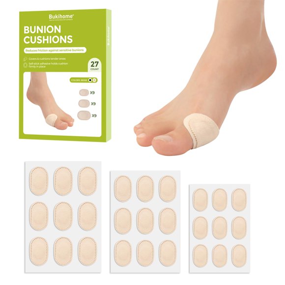 Almohadillas para juanetes Bukihome impermeables, paquete de 27, color beige