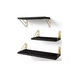 thumbnail image 2 of Repisas Flotantes de Madera Multipropósito Kit 3 Negro con Dorado, 2 of 3
