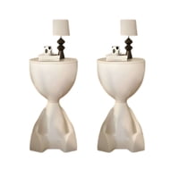 Todo Para El Hogar - El Guardián Sentado Mesa De Arrimo Escultural Blanco Invierno